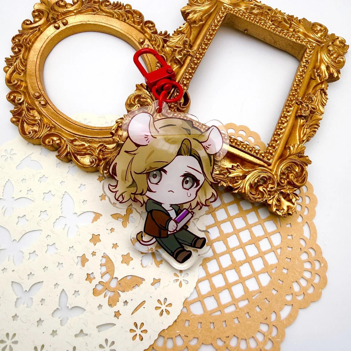Acrylic Anime Charm Keychain with Zinc Alloy Clip