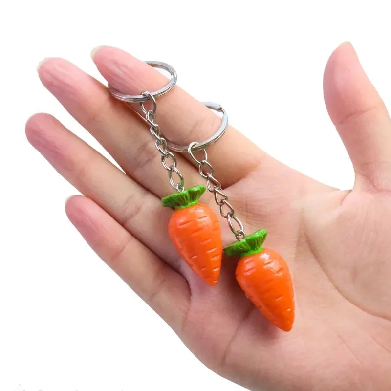 Carrot Charm Keychain with Silver-Tone Split Ring