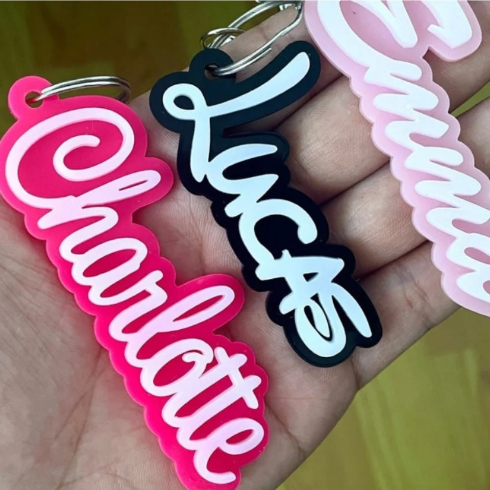 Custom Acrylic Name Keychain with Zinc Alloy Clasp