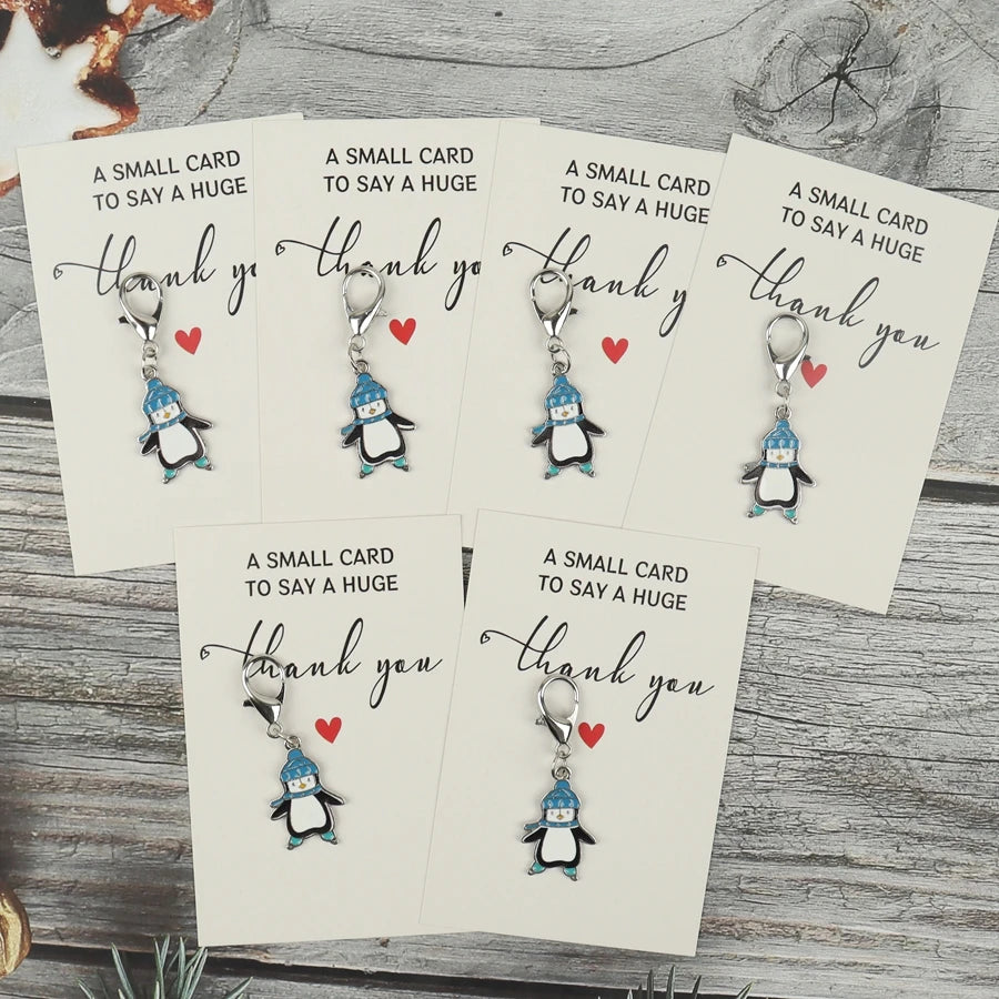 Enamel Penguin Charms with Thank You Cards, 6-Pack