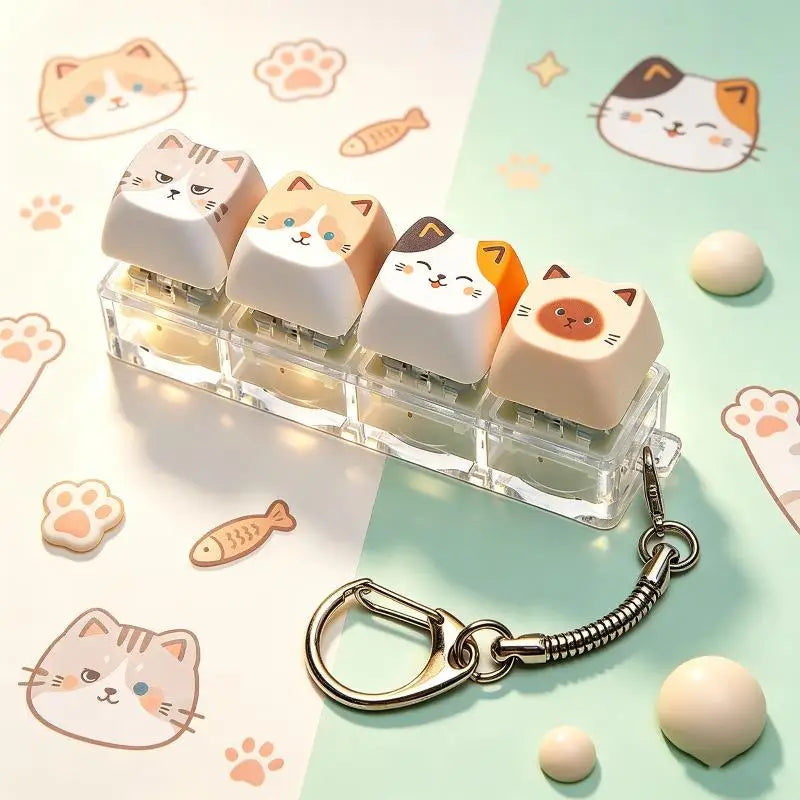 Cat 4-Key Keyboard Fidget Keychain