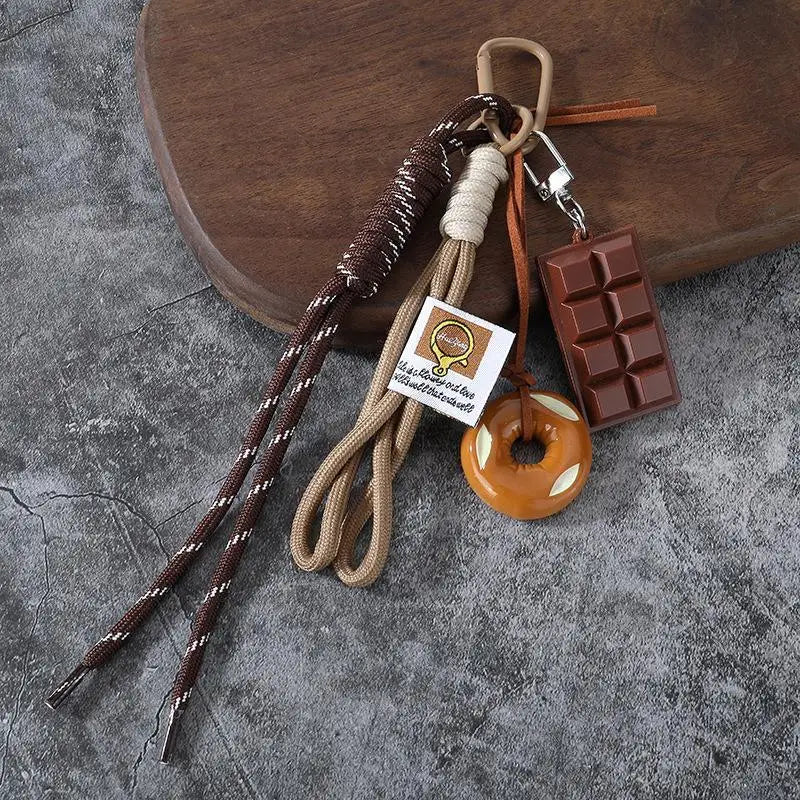 Braided Nylon Keychain with Food Charms