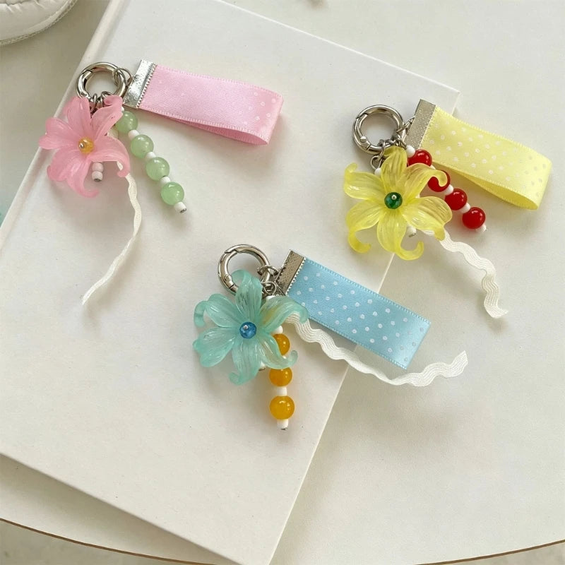 Translucent Flower Charm with Ribbon Detail