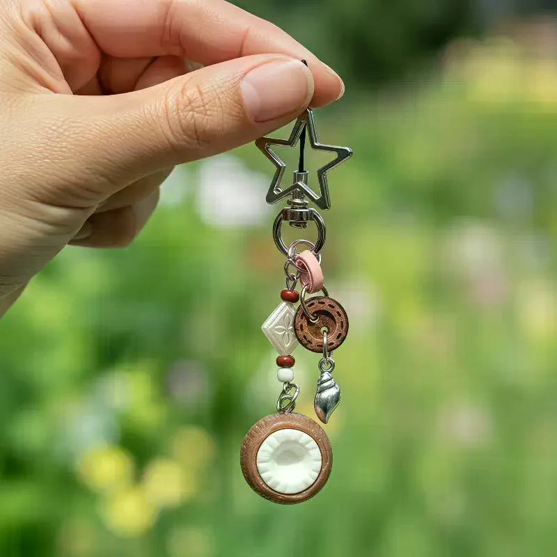 Beaded Coconut and Starfish Bag Charm