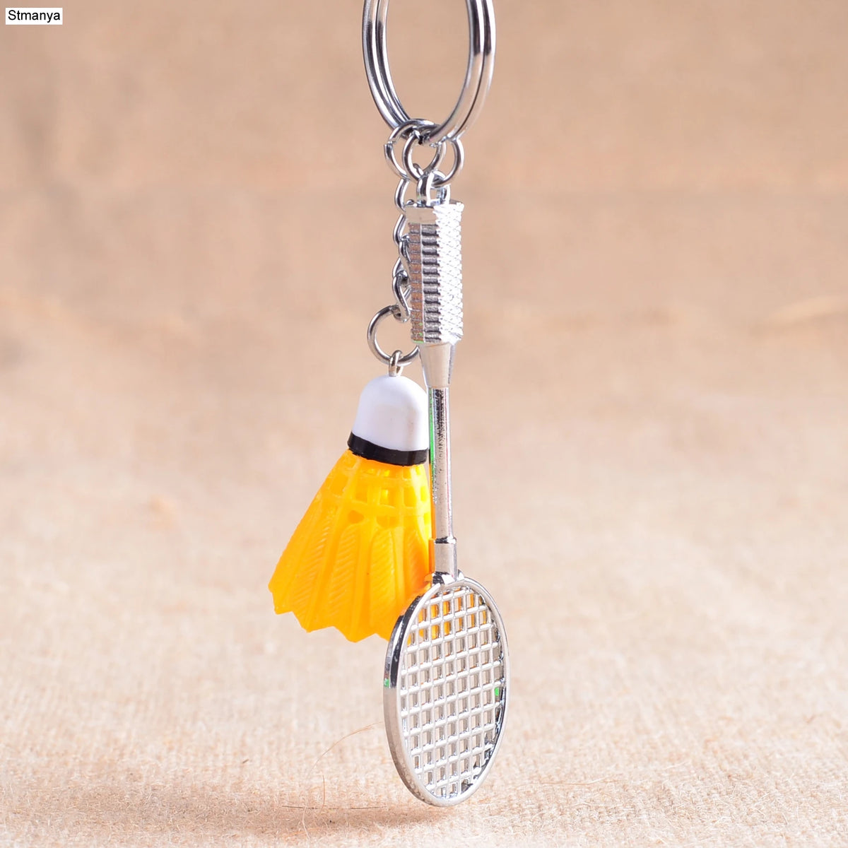 Badminton Keychain with Gold-Tone Clasp