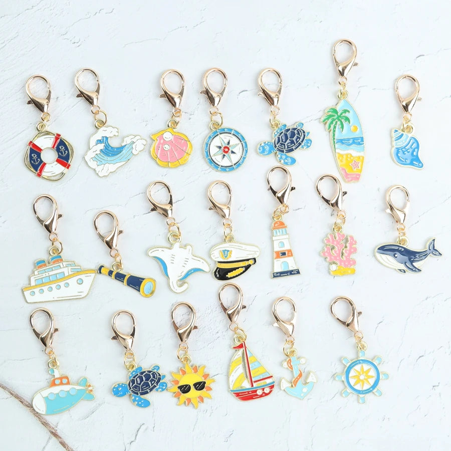 Ocean Enamel Keychain Charms (20-Piece Set)
