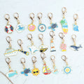 Ocean-Themed Alloy Keychain Set, 20-Pack