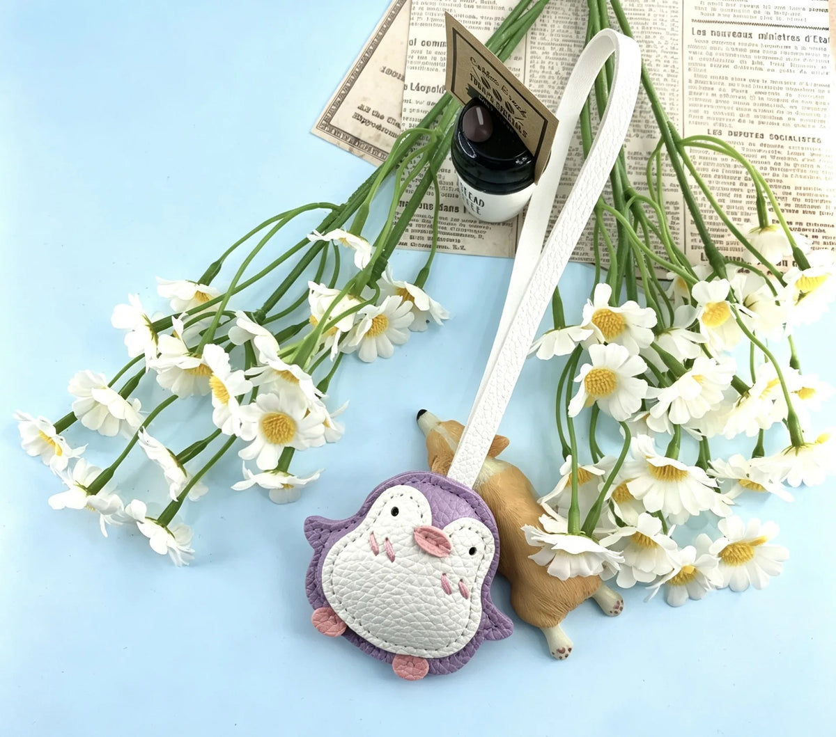 Cartoon Penguin Leather Keychain