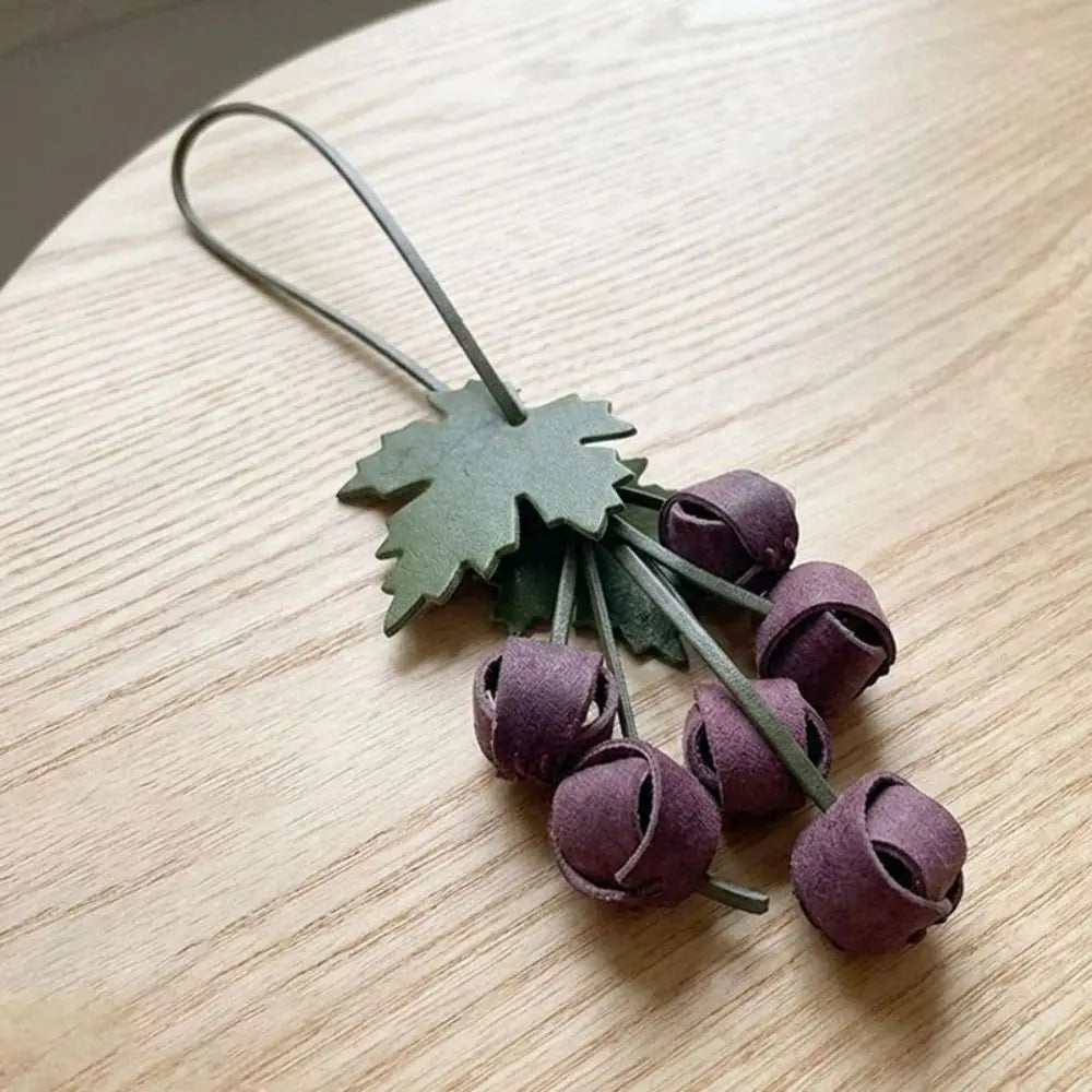 Woven Grape Bag Charm in PU Leather