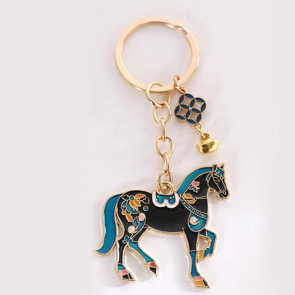 Cute Enamel Horse Keychain Pendant pet Enamel Keyring Women Bag Jewelry gifts