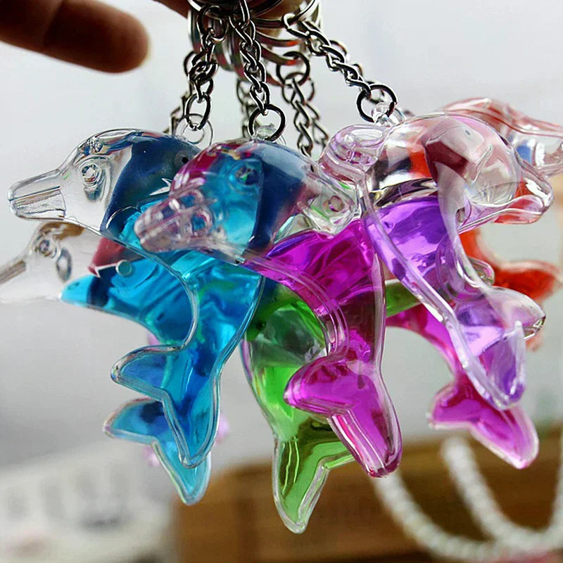 Floating Dolphin Keychain For Car Keys Ring Cute Whale Ocean Pendant Accessories Women Bag Charms Pendant Gift