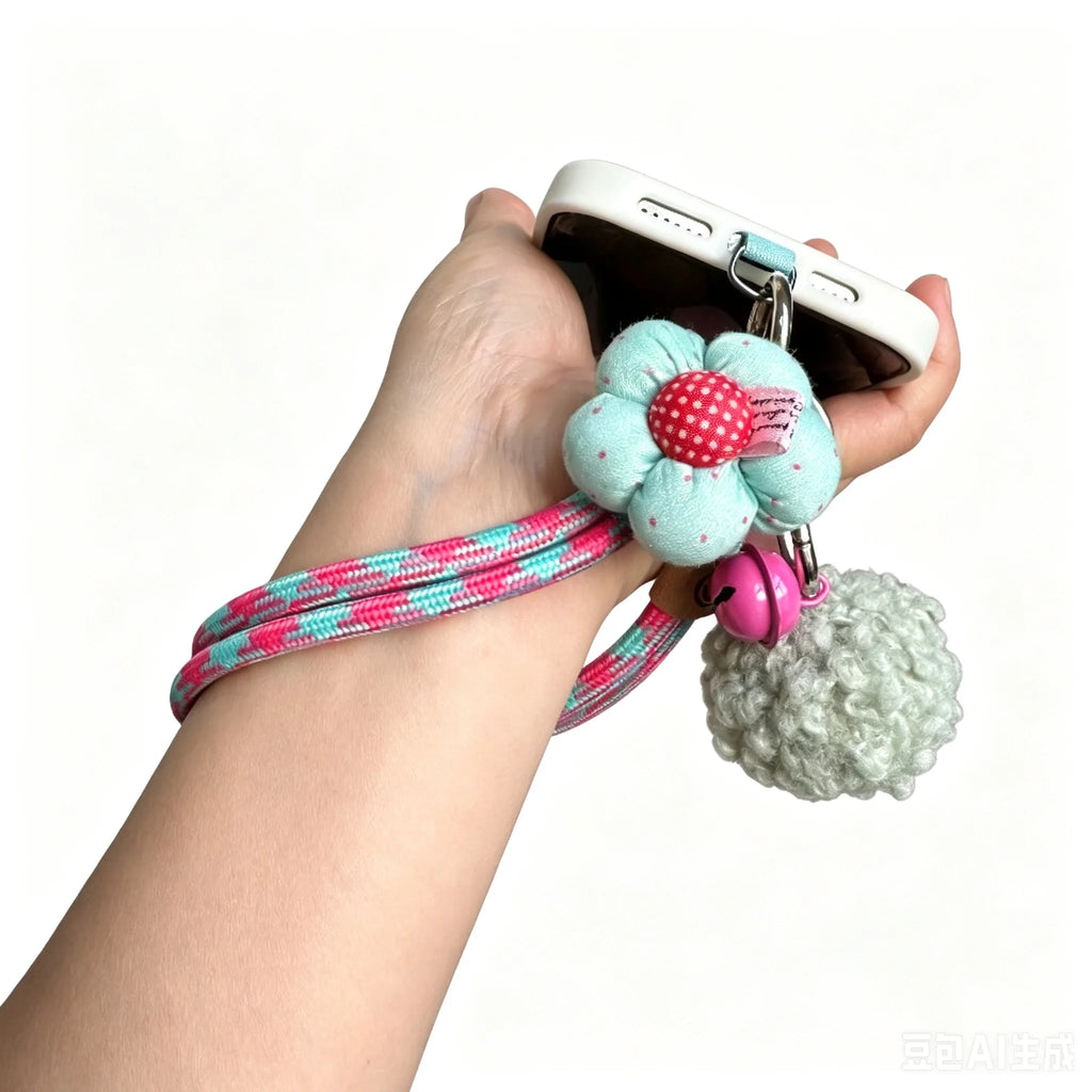 Keychain on the Phone With Wrist Strap Bag Charm Hanging Ornaments Key Holder Small Fresh Keychains Couple Key Chains Gifts