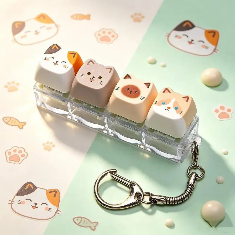 Cat 4-Key Keyboard Fidget Keychain