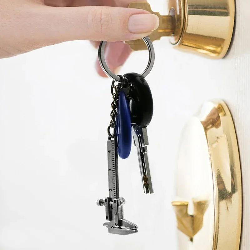 Movable Vernier Caliper Keychain in Zinc Alloy
