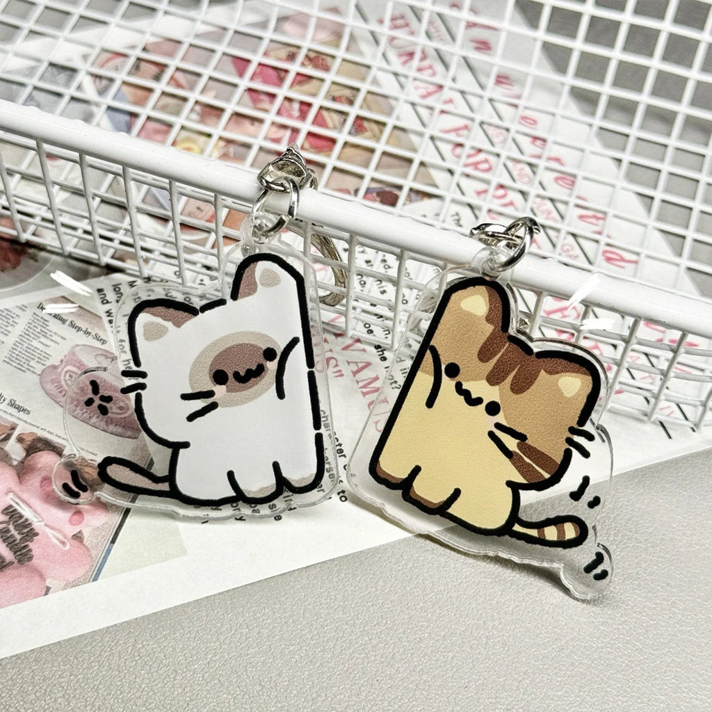 Matching Cat Keychain Set with D-Ring Clasp