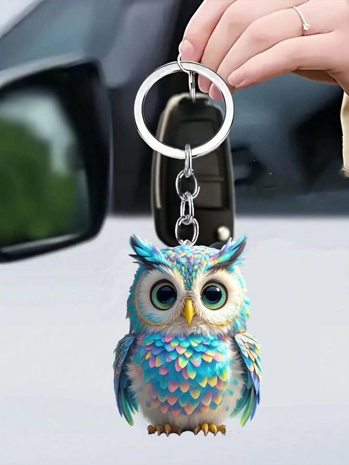 Owl Charm Keychain with O-Buckle Clasp