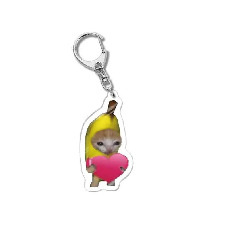 Cat Meme Acrylic Charm Keychain