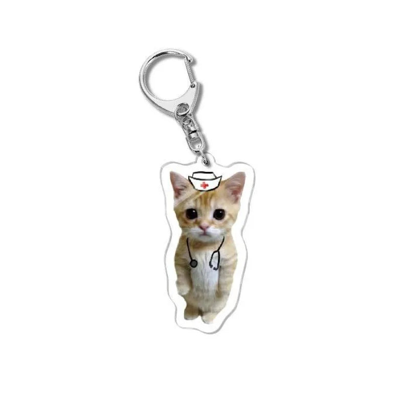 Cat Meme Acrylic Charm Keychain