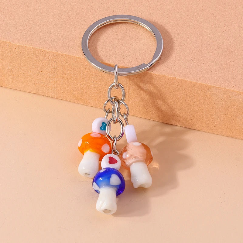 Silver-Plated Mushroom Keychain with O-Ring Clasp