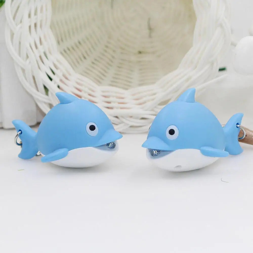 Cute Dolphin Keychain with LED Light & Sound, Cartoon Marine Animal Bag Charm