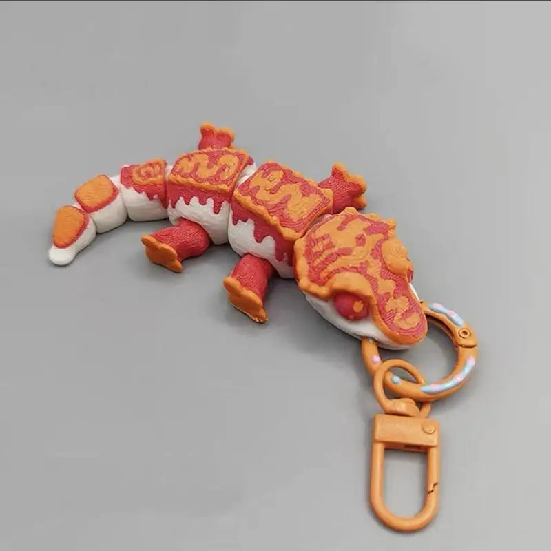 Articulated Gecko Keychain with Movable Limbs