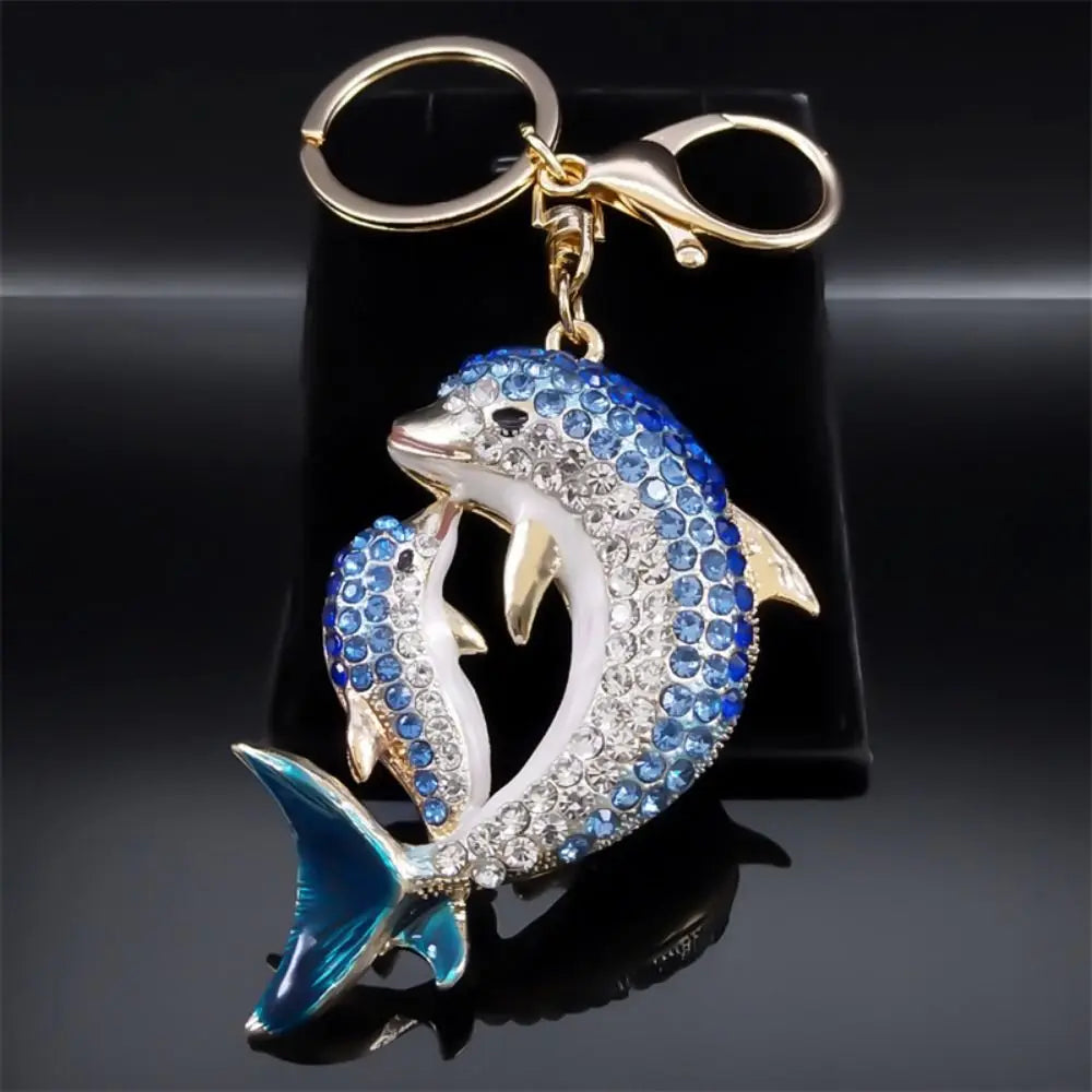 Rhinestone Dolphin Keychain and Bag Charm