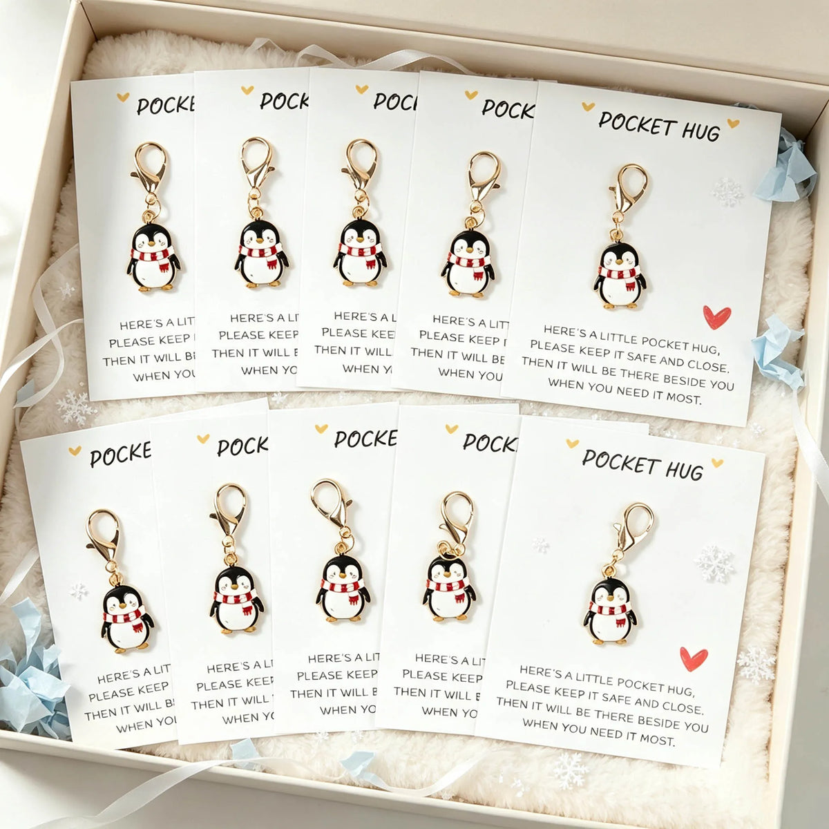 Penguin Keychain Gift Set with Greeting Cards