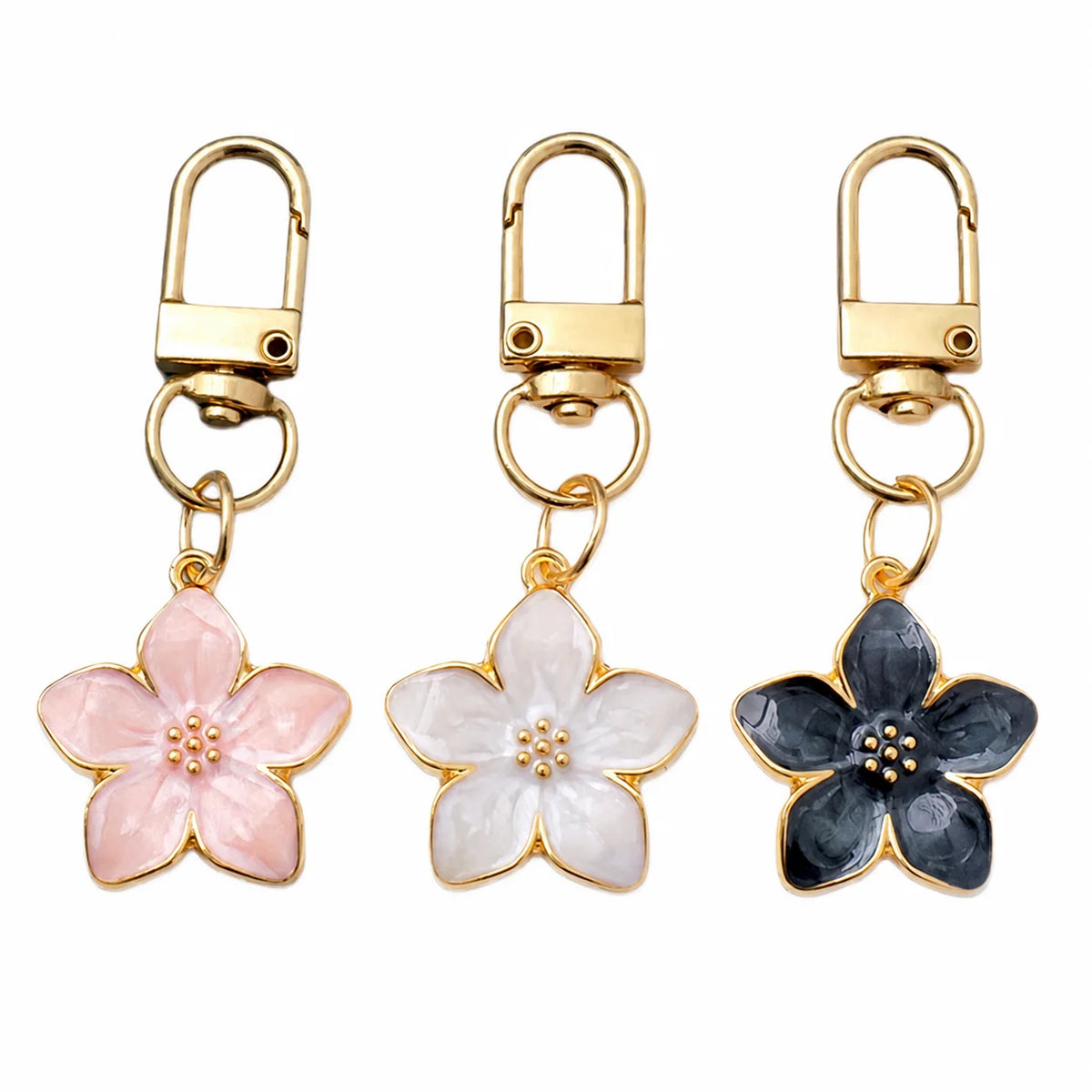 Floral Enamel Keychain and Bag Charm