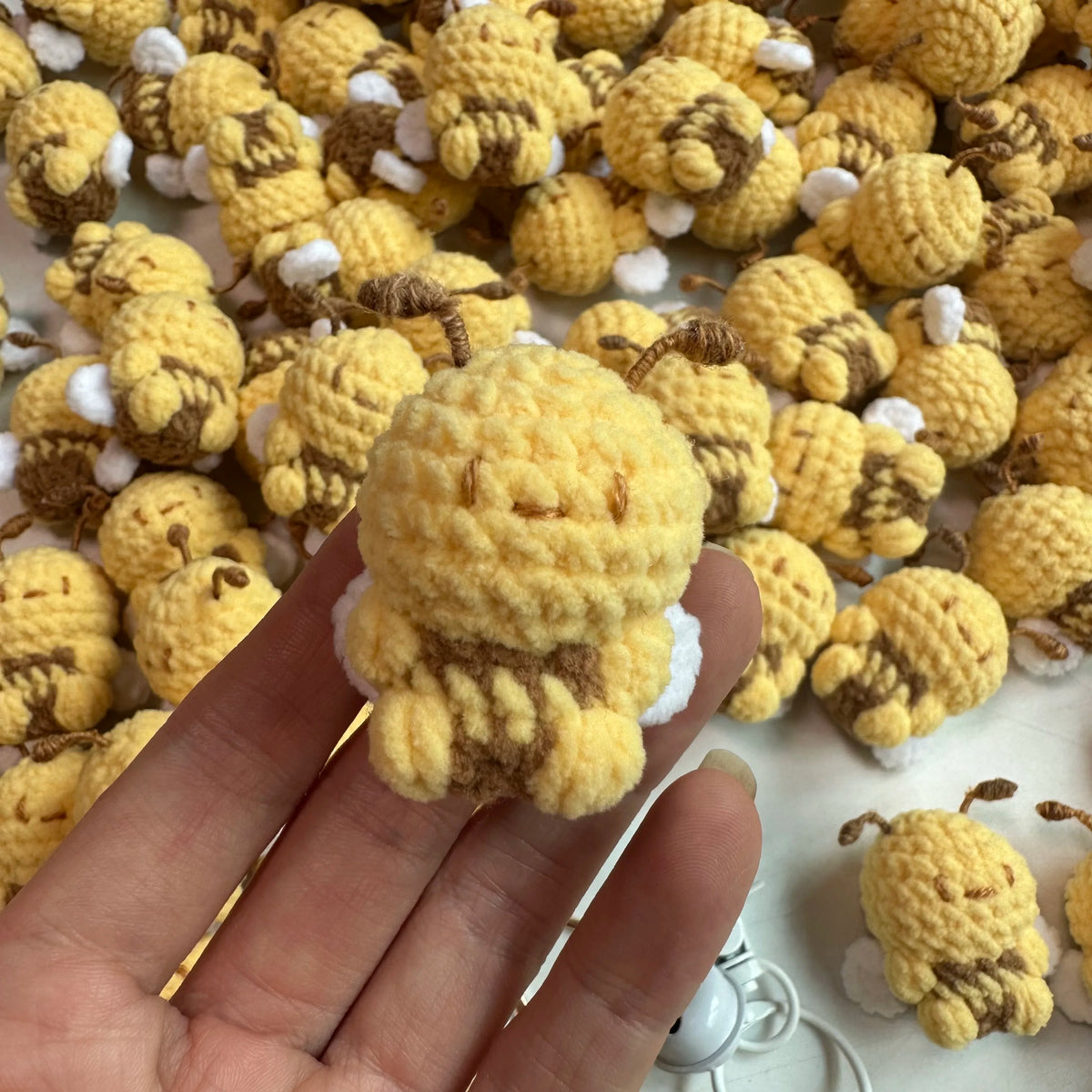 Hand-Crocheted Bee Charm and Keychain