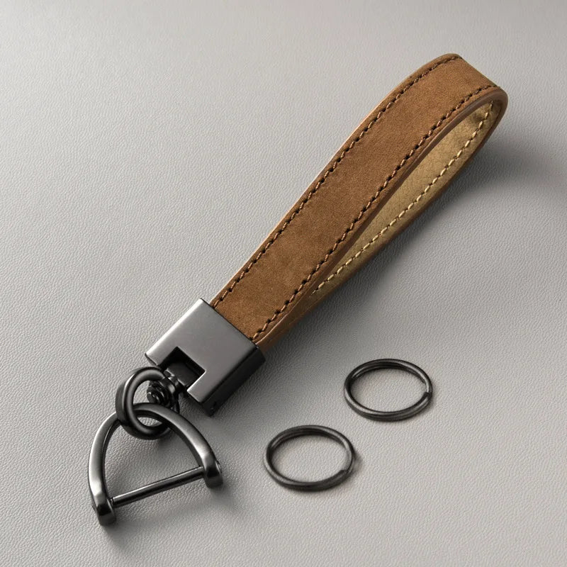 Classic Leather Keychain with Metal Hardware