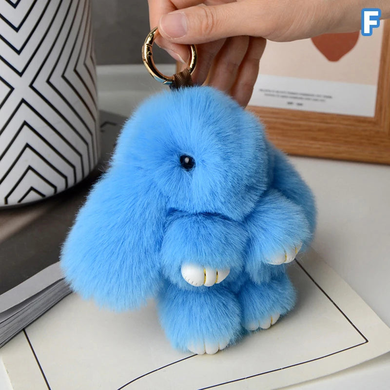Plush Bunny Bag Charm with Gold-Tone Spring Ring