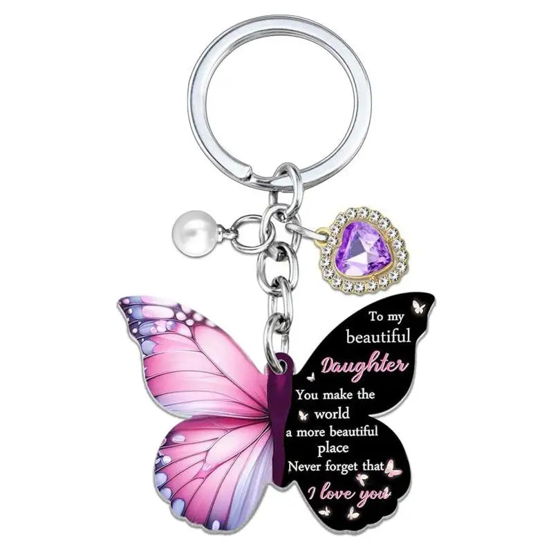 Butterfly Keychain with Inspirational Verse