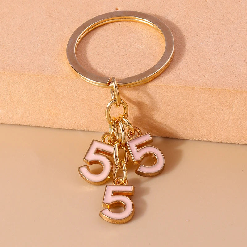 Cute Enamel Number 5 Keychain for Car Key Souvenir Gifts for Women Men Handbag Pendants Keyrings DIY Jewelry Accessories