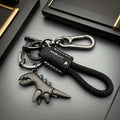 Matte Aluminum Dinosaur Keychain with Leather Cord