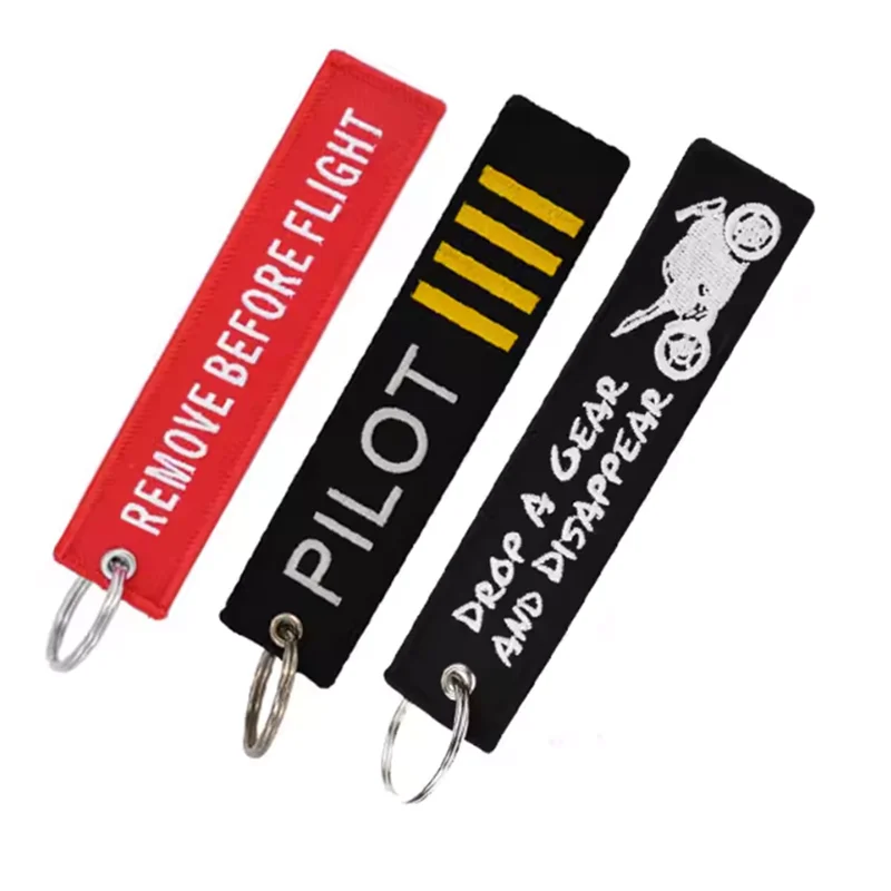 Embroidered Fabric Key Tags, 3-Pack