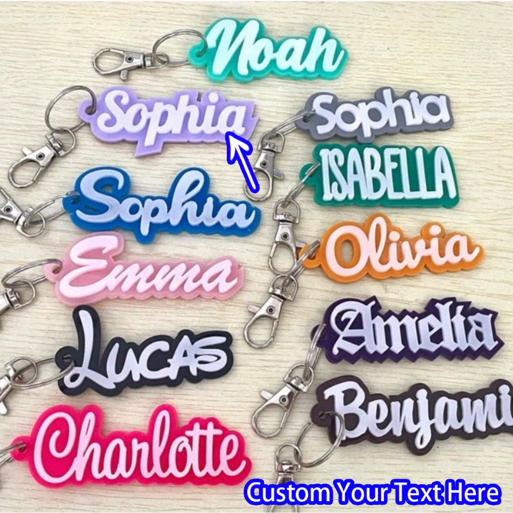 Custom Acrylic Name Keychain with Zinc Alloy Clasp