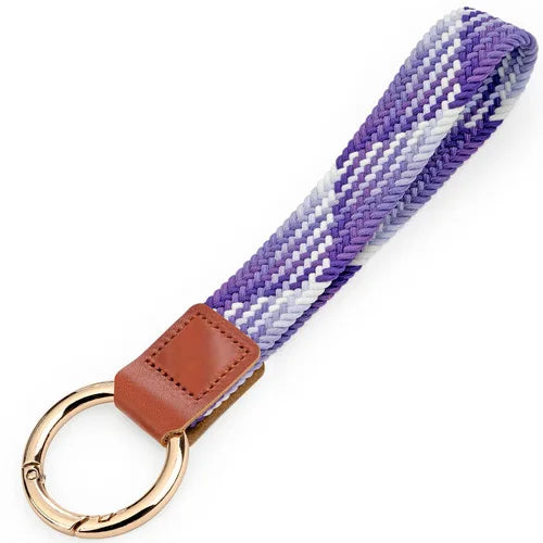 Braided Elastic Wristlet Keychain with Split Ring