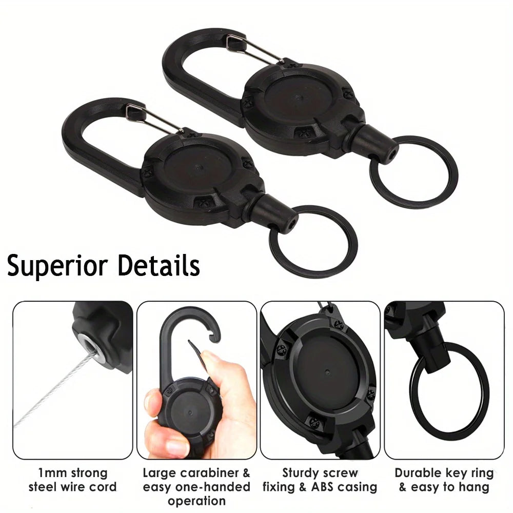Retractable Keychain with Steel Cord