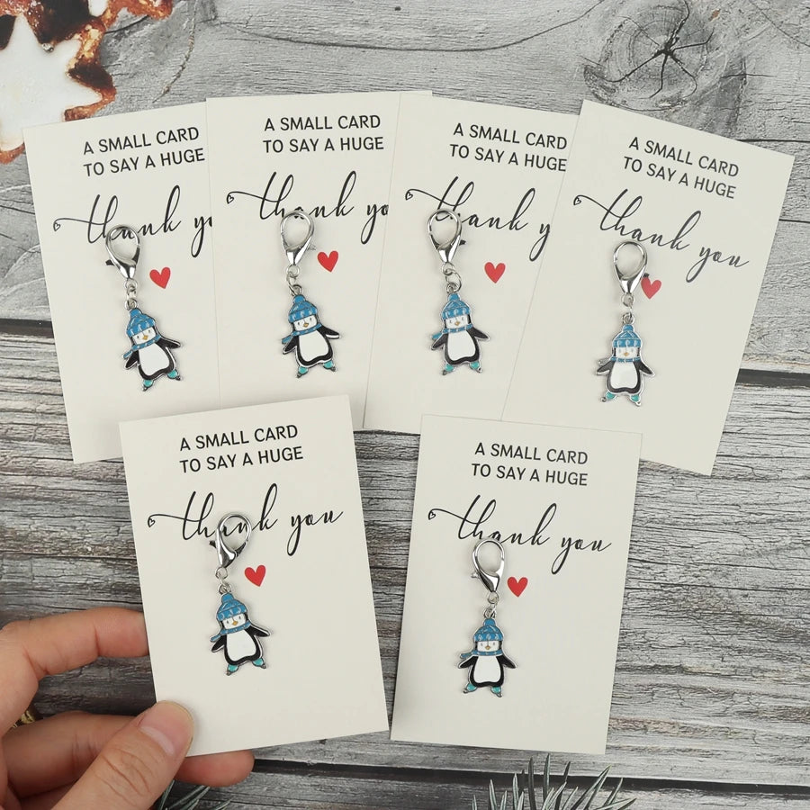 Enamel Penguin Charms with Thank You Cards, 6-Pack