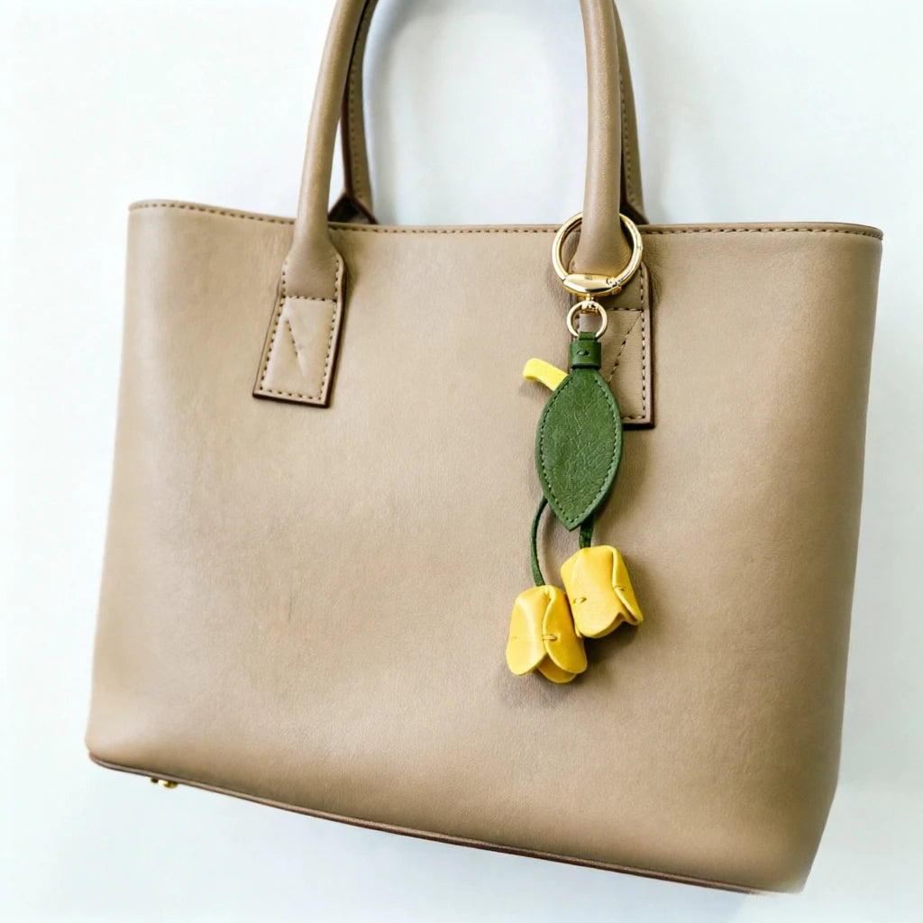 Tulip Bag Charm Keychain in Faux Leather