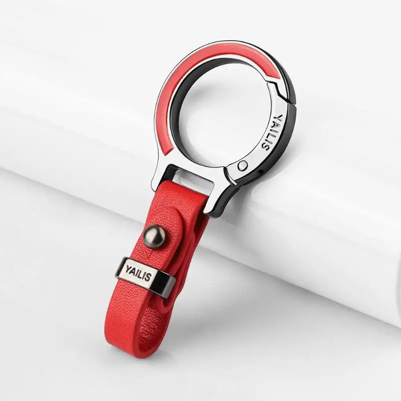 Button-Switch Keychain in Leather and Zinc Alloy