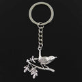 Bird on Branch Silver-Plated Keychain