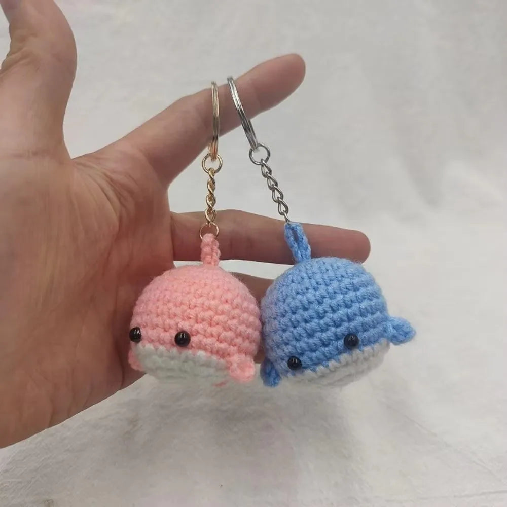 Crocheted Whale Bag Charm with Carabiner Clip