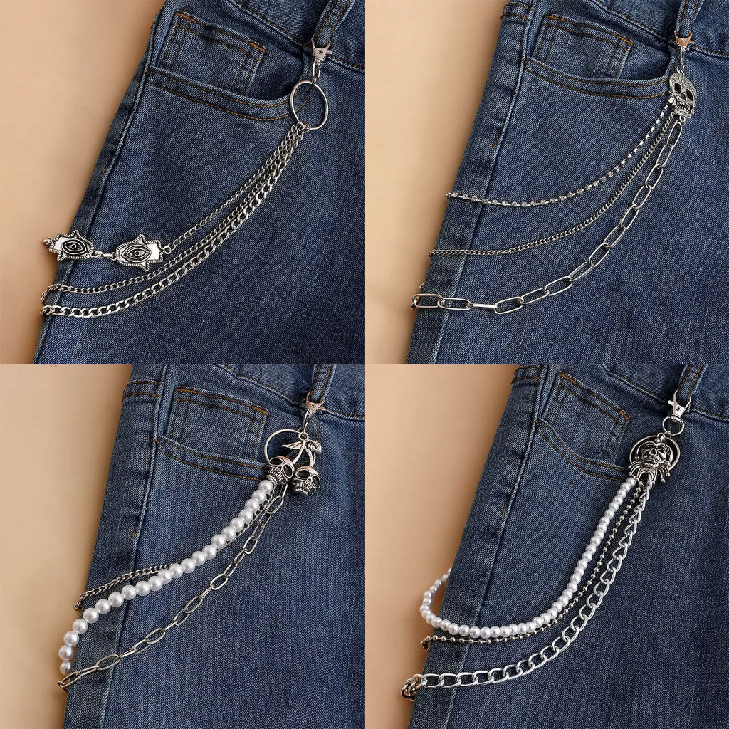Bag Pendant Punk Street Keychain Trousers Pants Chain Multi Layer Men Chain Wallet Belt Chains Hipster Keyring Hip Hop Jewelry