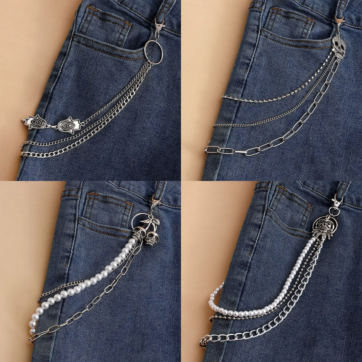 Bag Pendant Punk Street Keychain Trousers Pants Chain Multi Layer Men Chain Wallet Belt Chains Hipster Keyring Hip Hop Jewelry