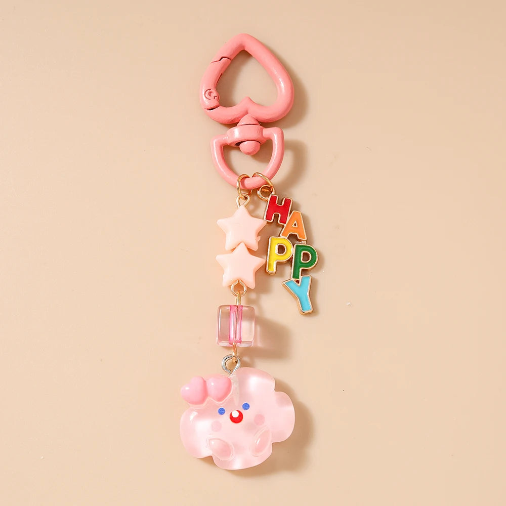 Cloud Face Keychain with O-Buckle Clasp