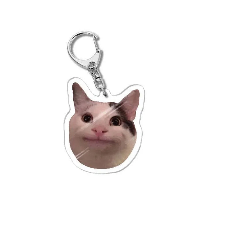 Cat Meme Acrylic Charm Keychain