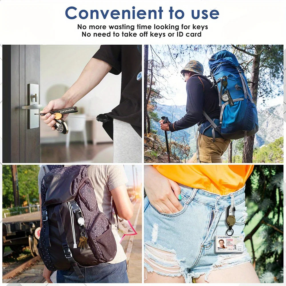 Retractable Keychain with Steel Cord
