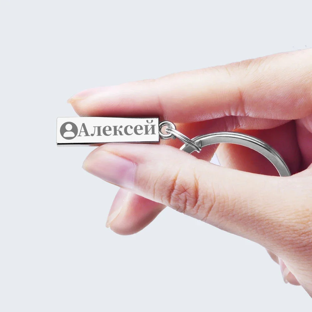 Anti-lost Keychain Small Chic Personalized Customized Keyring  for Car Name Phone Number Men Women Gift  Key Chain Holder P021