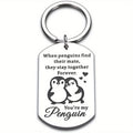 Engraved Penguin Stainless Steel Keychain
